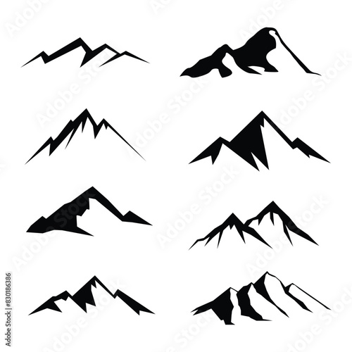 Mountain silhouette set icon vector design template