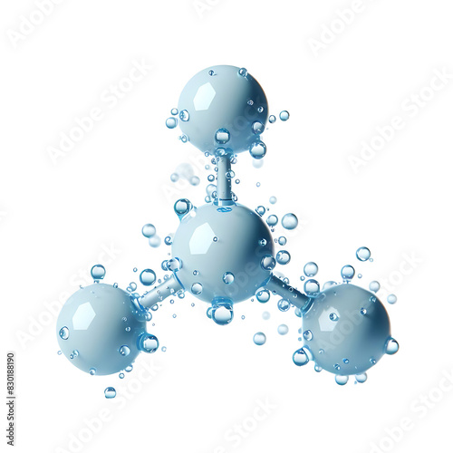 Blue 3D molecular model featuring atoms represented as spheres and bonds as lines, detailed depiction of molecular structure, for scientific.Generative AI photo