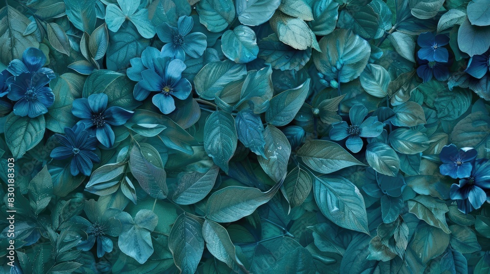 Natural background of blue leaves. The texture of the leaves of different shapes. A place for the text. Natural background of blue leaves. The texture of the leaves of different shapes. A place for the text.