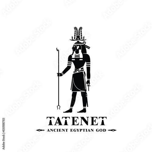 Silhouette of the Iconic ancient Egyptian god tatenet, Middle Eastern god Logo for Modern Use