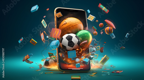 Obraz na płótnie Football sports betting game from mobile phone with empty space background w salonie