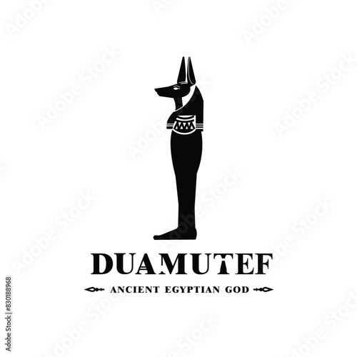 Silhouette of the Iconic ancient Egyptian god duamutef, Middle Eastern god Logo for Modern Use