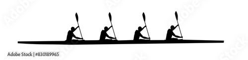 Kayakers, kayaking foursome silhouette, kayak - vector illustration photo