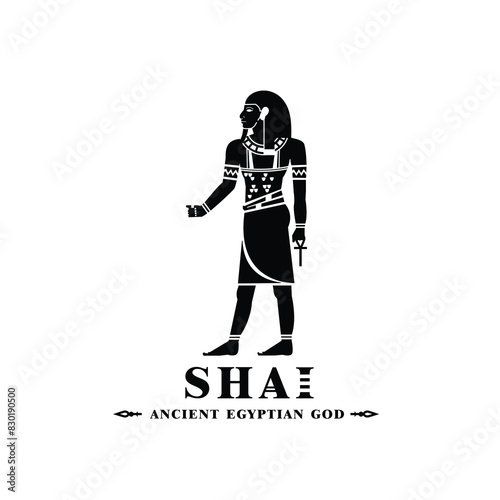 Silhouette of the Iconic ancient Egyptian god shai, Middle Eastern god Logo for Modern Use	