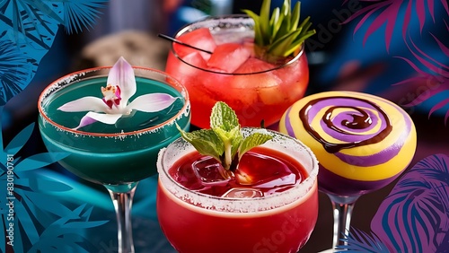 Wallpaper Mural Close up of exotic cocktail drinks with selective focus Torontodigital.ca