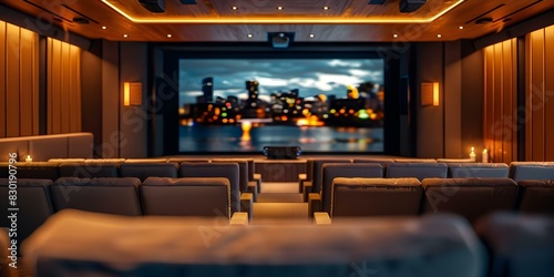 Transforming a Home Theater with Advanced Technology: A Before and After Photo. Concept Home Theater, Advanced Technology, Before and After, Transformation, Photo Comparison photo