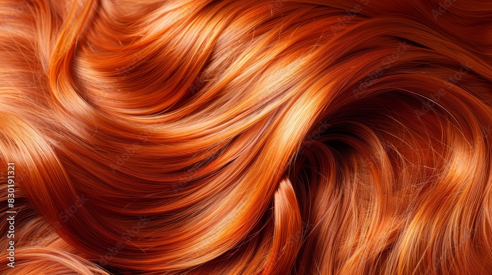 A tight shot of red hair texturized with light orange hair dye Obtained by blending red and light orange hair dyes at the image's peak A tight shot of red hair texturized with light orange hair dye Obtained by blending red and light orange hair dyes at the image's peak