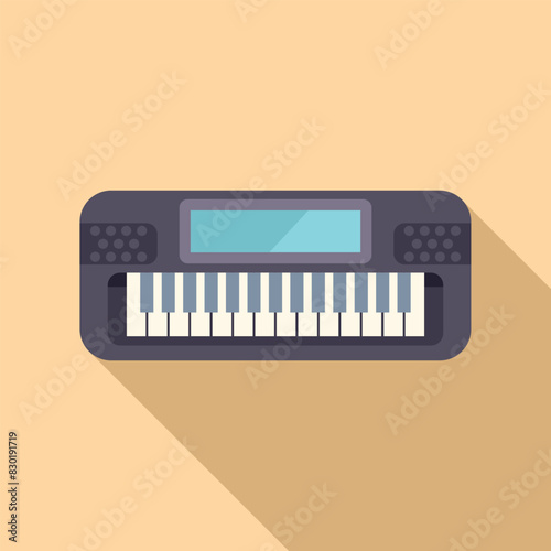 Simplistic digital artwork of a modern electronic keyboard with shadow on a beige background