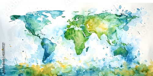 Watercolor Painting Symbolizing Environmental Conservation and Global Protection Concept. Concept Environmental Conservation  Global Protection  Watercolor Painting  Symbolism