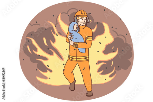 Firefighter rescue child from fire