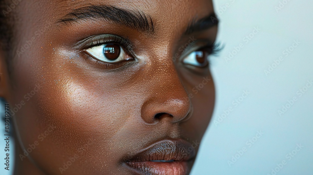 beauty face skin with even complexion, set against a white background beauty face skin with even complexion, set against a white background