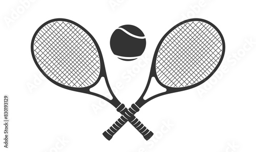 Tennis Logo With Crossed Rackets and Ball Over Them