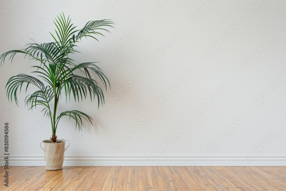 Minimalist Interior with Potted Palm Minimalist Interior with Potted Palm