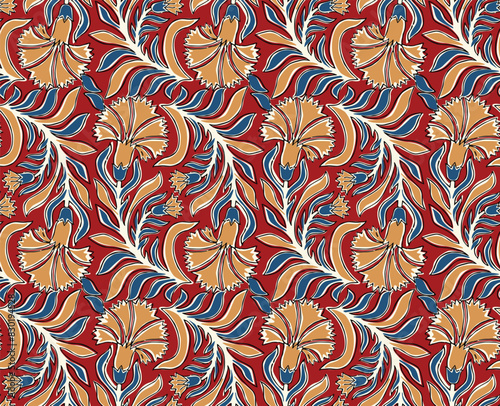 INDIAN TRADITIONAL MARIGOLD FLORAL SEAMLESS PATTERN ALL OVER PRINT VECTOR ILLUSTRATION