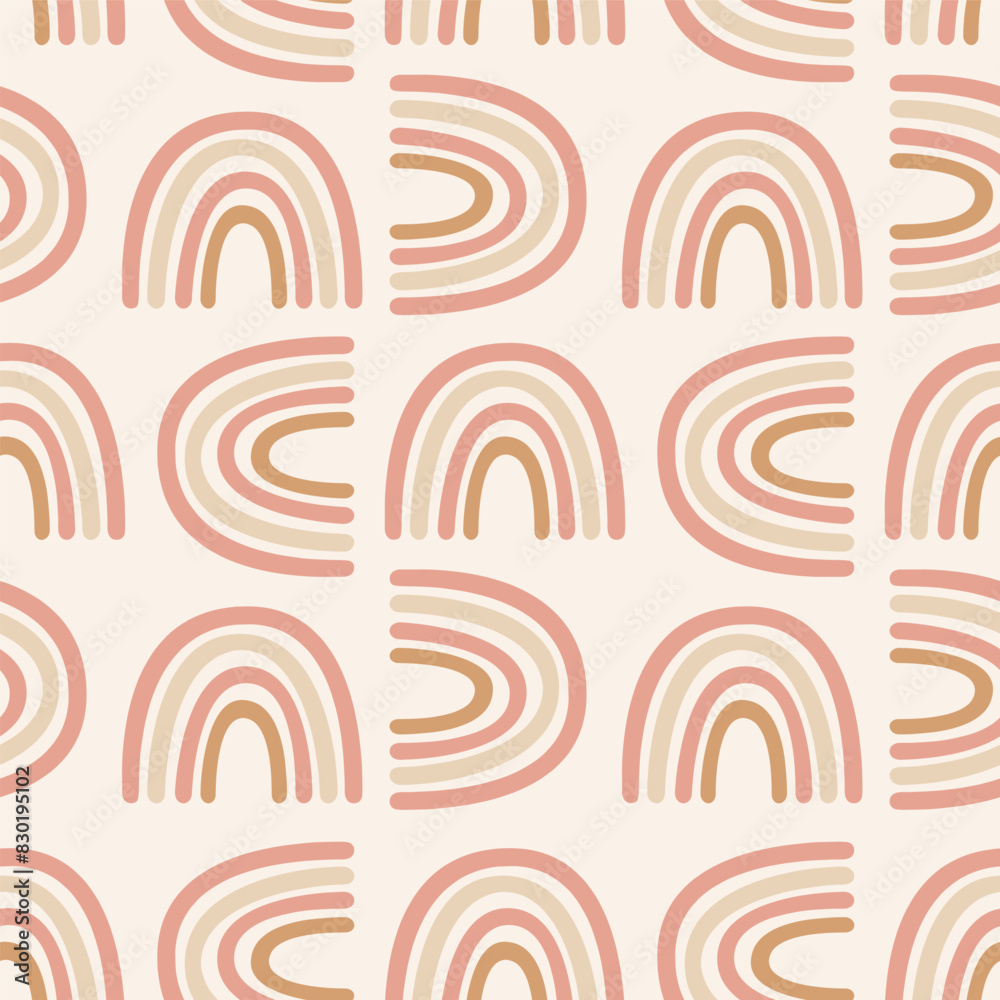 Seamless vector pattern geometric boho rainbow on cream white, kids textile, baby packaging Seamless vector pattern geometric boho rainbow on cream white, kids textile, baby packaging