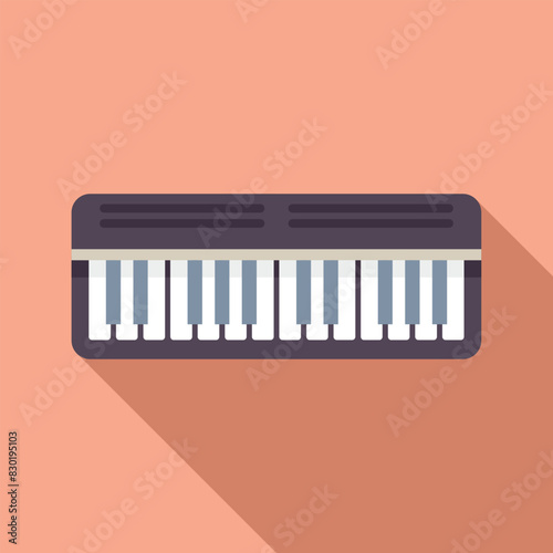 Minimalist vector graphic of an electronic keyboard on a warmtoned background