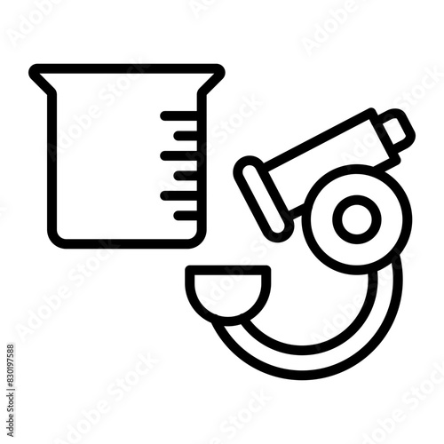 Microscope Experiments Vector Line Icon Design