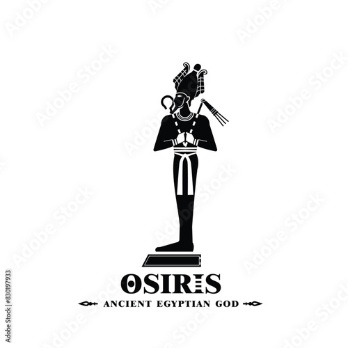 Silhouette of ancient egypt god osiris , middle east death king with crown and scepter
