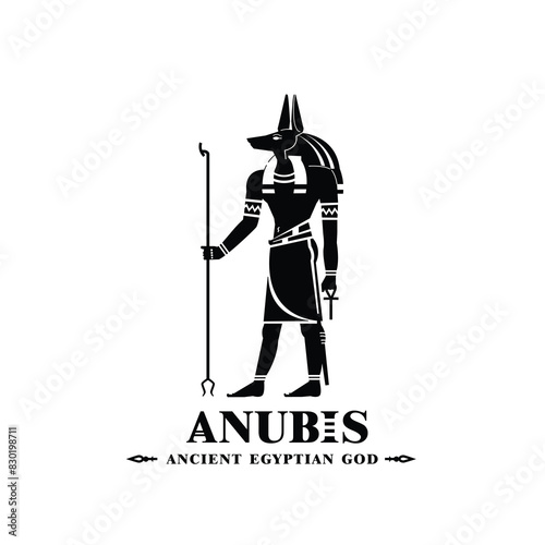 Ancient Egyptian god anubis silhouette Middle east death king dog with crown