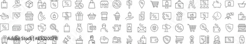 Shop and Percent Modern Thin Icons. Perfect for design, infographics, web sites, apps.