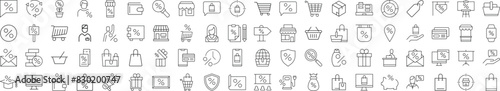 Shop and Percent Modern Linear Icons. Perfect for design, infographics, web sites, apps
