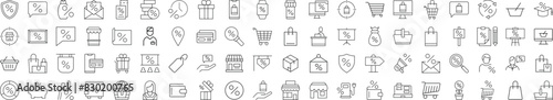 Shop and Percent Modern Icons. Perfect for design, infographics, web sites, apps.