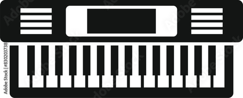 Vector illustration of a simple black silhouette of an electronic keyboard