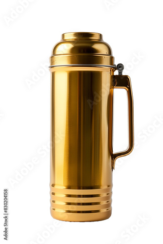 Thermos bottle isolated on transparent background. Cut out.