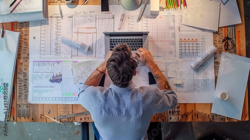 Project Manager Reviewing Timelines: At their desk, a project manager reviews project timelines and milestones, making sure the team stays on schedule and meets deadlines