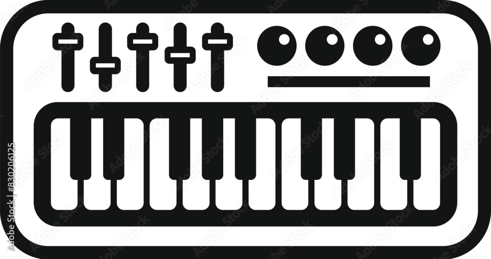 Black and white icon of a synthesizer, suitable for musicrelated graphic needs Black and white icon of a synthesizer, suitable for musicrelated graphic needs