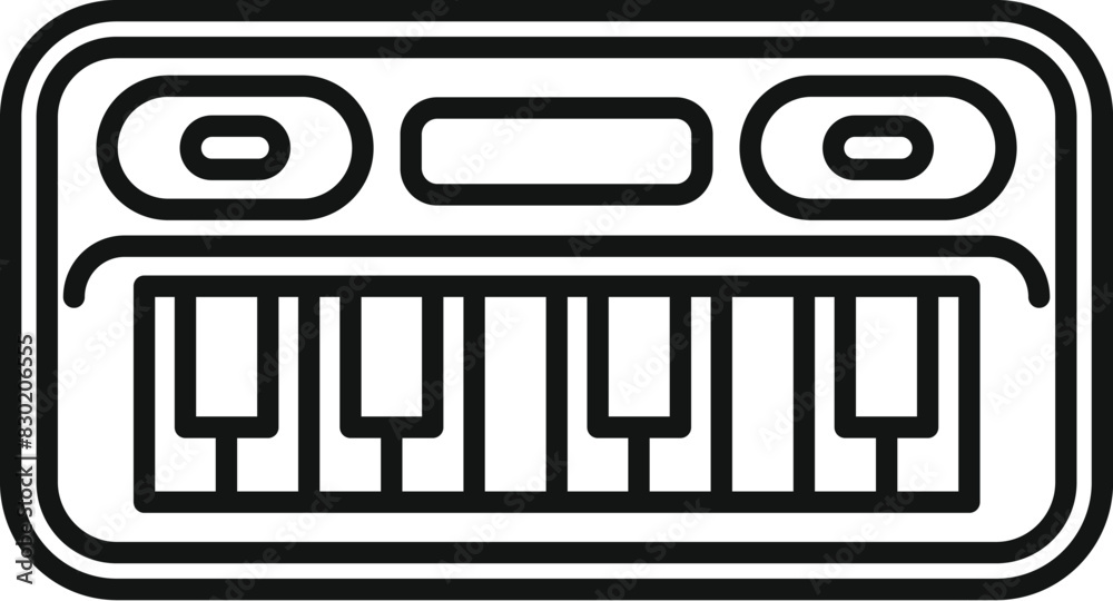 Black and white line art vector of a retro audio cassette tape, perfect for nostalgic designs Black and white line art vector of a retro audio cassette tape, perfect for nostalgic designs