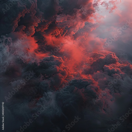 Ethereal red and black clouds in dramatic skyscape.
