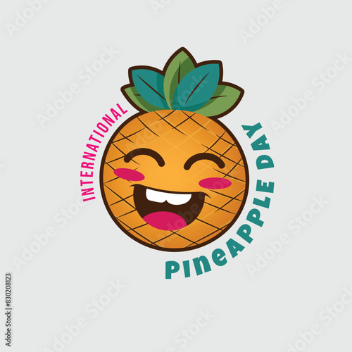design for international pineapple day cute chibi style