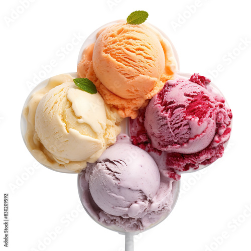 ice cream cone and mint isolated on transparent background, clipping path, png,