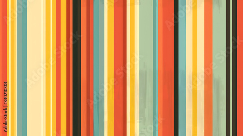 A seamless pattern featuring vertical stripes in retro colors with a distressed effect, ideal for vintage designs, backgrounds, and textiles.
