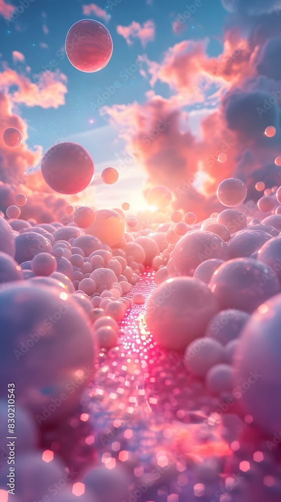 Dreamy Pink Clouds in a Blue Sky Dreamy Pink Clouds in a Blue Sky