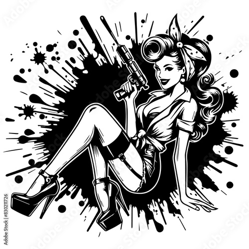 pin-up girl on paint splash
