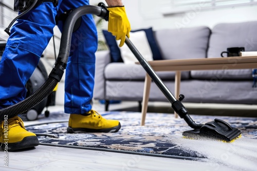 Vacuuming Carpet in Living Room