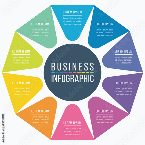 Infographic design 10 Steps, objects, elements or options business information template