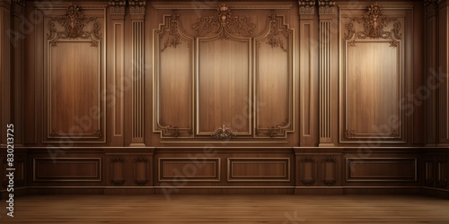 Classic premium luxury wood paneling wall background or texture photo