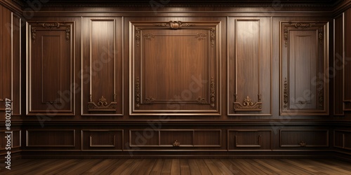 Classic premium luxury wood paneling wall background or texture photo