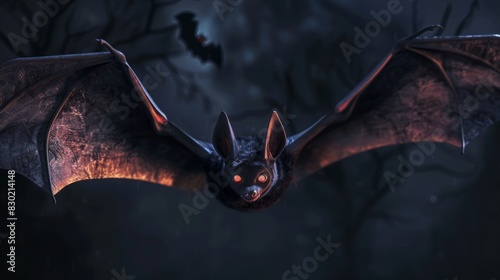 Large halloween bat with copy space photo
