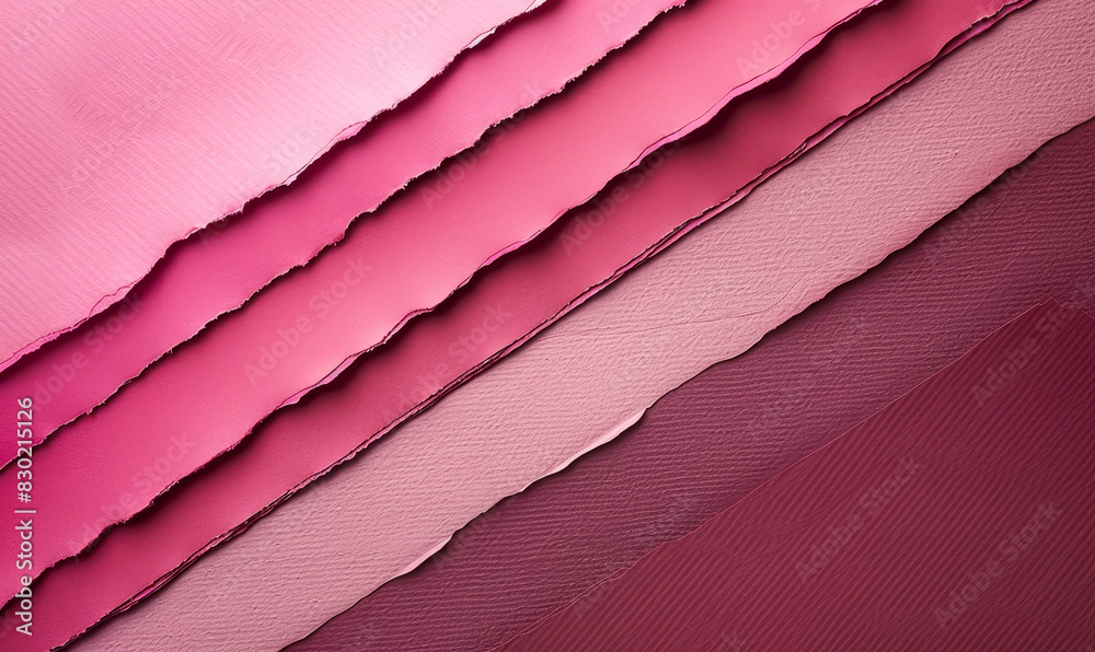 Ripped Gradient Layers of Pink Papers on Burgundy Background, Creative Textures and Artistic Background Concept Ripped Gradient Layers of Pink Papers on Burgundy Background, Creative Textures and Artistic Background Concept