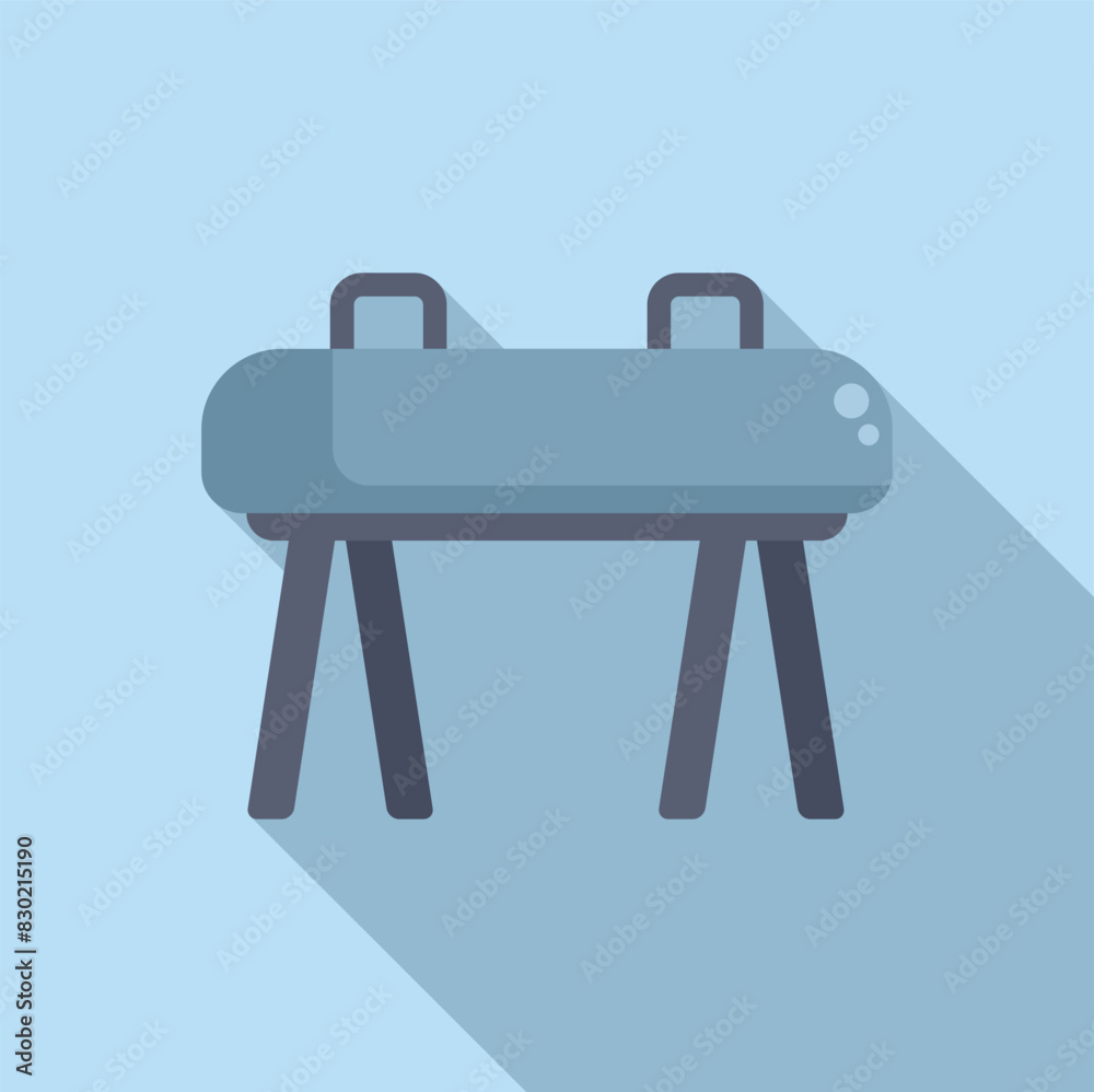 Flat design icon of a gymnastics balance beam with a shadow on a blue background Flat design icon of a gymnastics balance beam with a shadow on a blue background