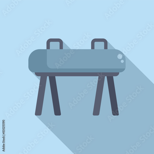 Flat design icon of a gymnastics balance beam with a shadow on a blue background