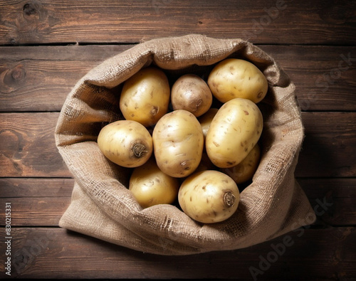 potatoes on a wooden background