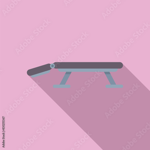 Graphic image of a balance beam on a pink background with a shadow, representing gymnastics equipment