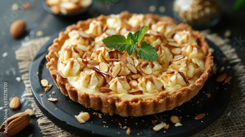 Cheese cream and almond tartlet photo