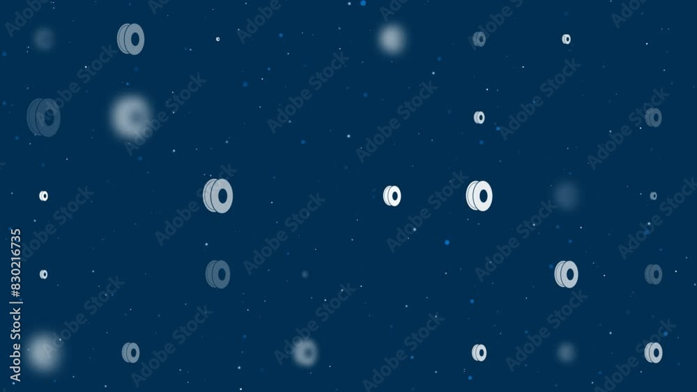 Template animation of evenly spaced 3D printing filament symbols of different sizes and opacity. Animation of transparency and size. Seamless looped 4k animation on dark blue background with stars Template animation of evenly spaced 3D printing filament symbols of different sizes and opacity. Animation of transparency and size. Seamless looped 4k animation on dark blue background with stars
