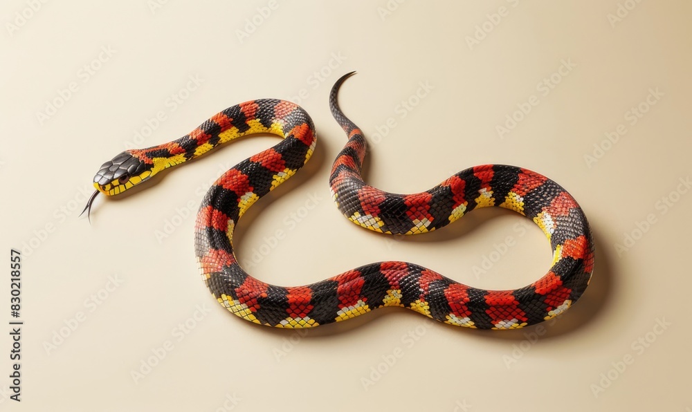 Fototapeta premium Coral snake on neutral background